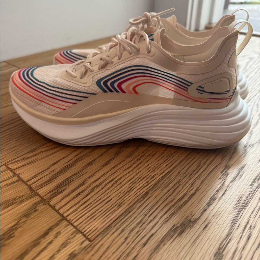 APL- Stylish Women's Sneakers in Cream and colorful stripes